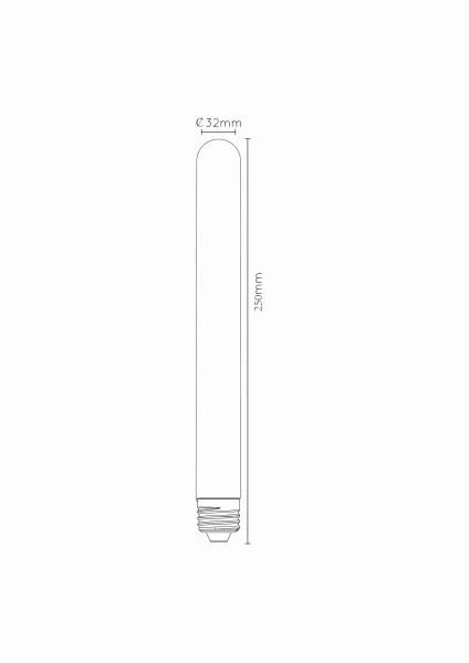 Lucide T32 - Glühfadenlampe - Ø 3,2 cm - LED Dim. - E27 - 1x4,9W 2200K - Amber - technisch